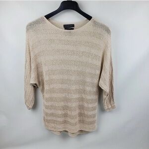 Tahari Cream Knit Linen Top